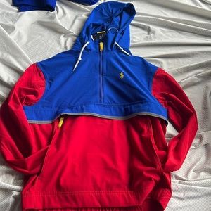 Red and blue polo windbreaker